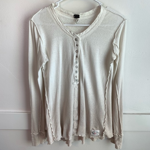 Free People Ivory Ombré Cozy Up Henley Long Sleeve Shirt - Picture 3 of 10